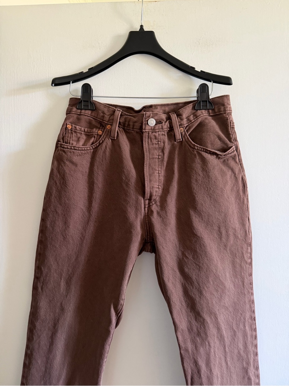 Levi’s Premium Denim Brown Cotton High Rise 501 Button Fly Jeans size 29 EUC - Picture 3 of 12